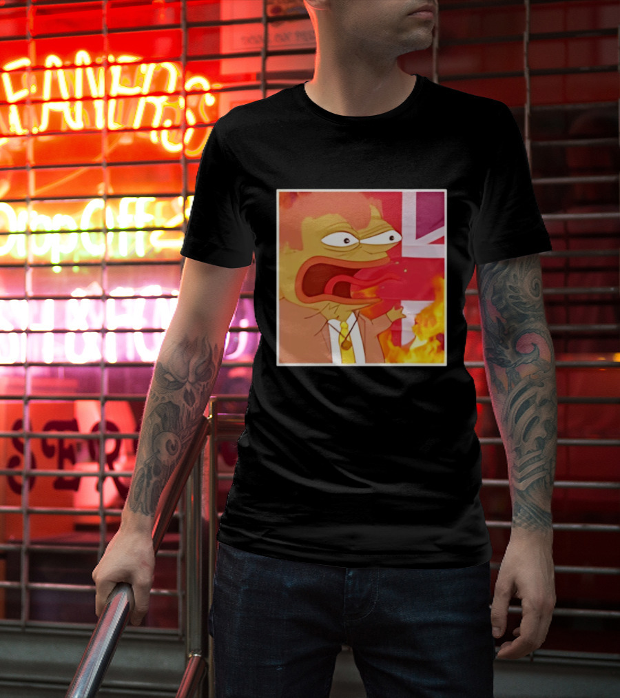 Frog Meme Flaming UK Flag Reaction T-Shirt