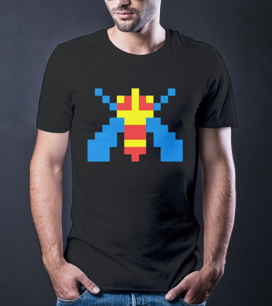 Galaga Alien Sprite Pixelated Retro Video Game T-Shirt