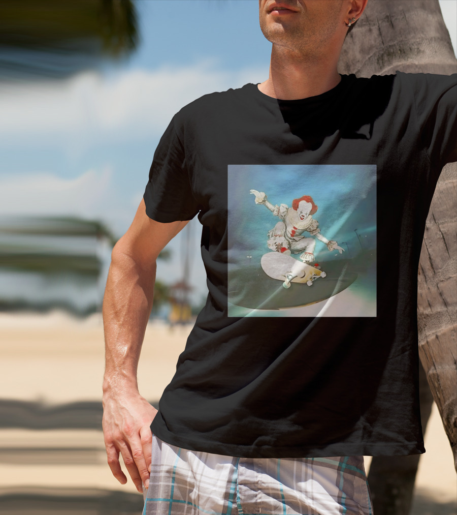 Pennywise Skateboard Night Scene Iconic Clown Performing Skateboarding Trick T-Shirt