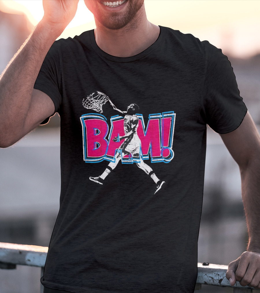 Bam Miami Heat Basketball Player Action Comic T-Shirt