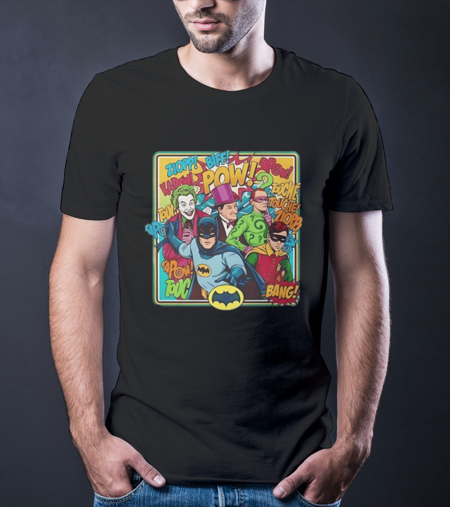 Batman Holy 50 Years POW BANG Joker Riddler Robin Comic T-Shirt