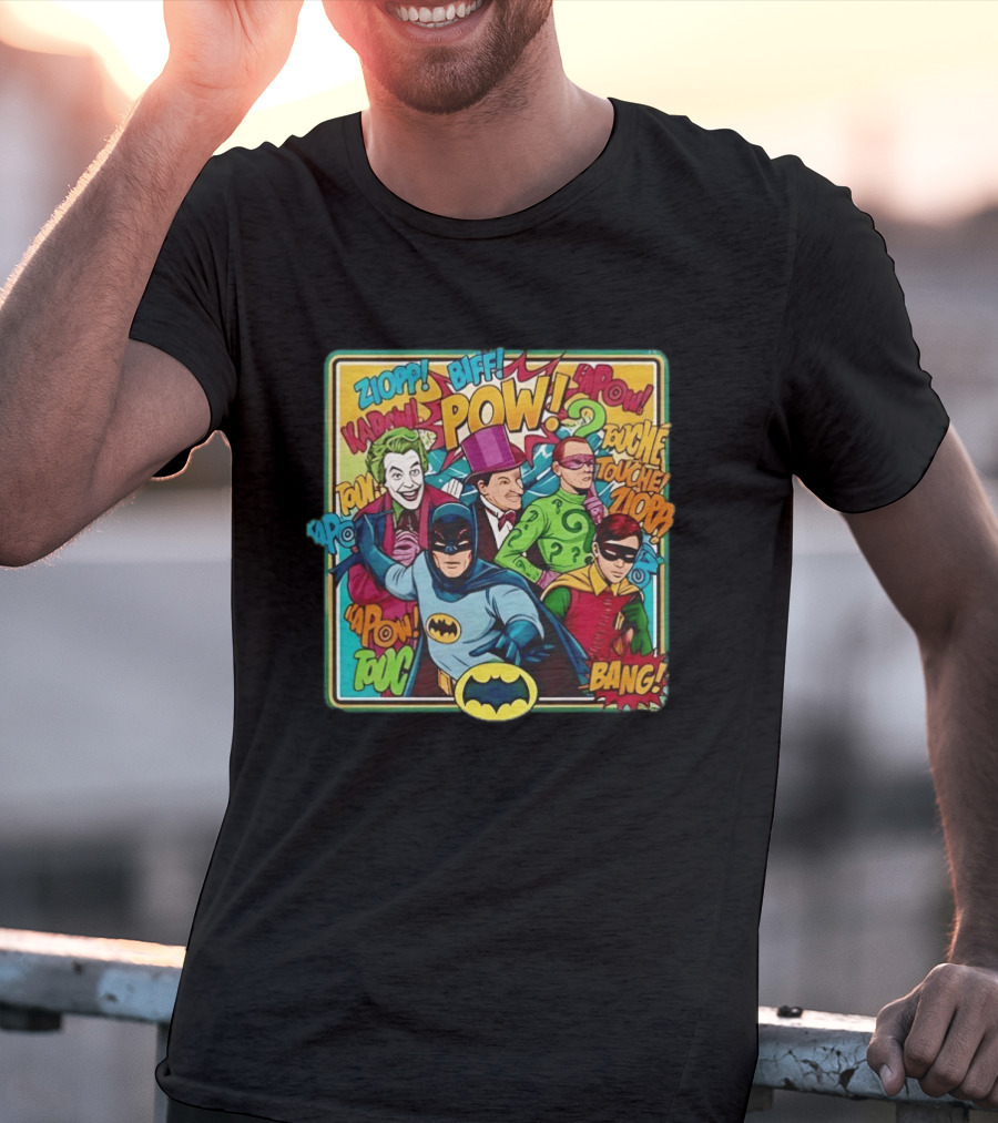 Batman Holy 50 Years POW BANG Joker Riddler Robin Comic T-Shirt
