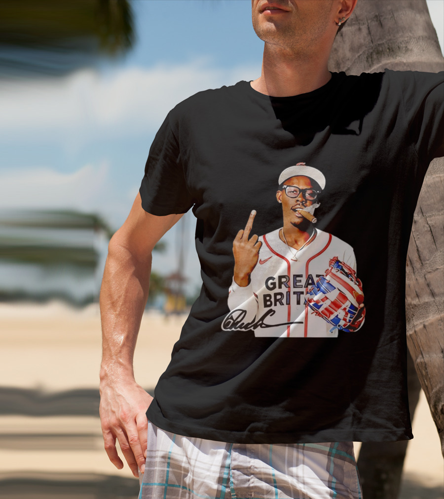 Jazz Chisholm Jr Great Britain Jersey Smoking Middle Finger Signature T-Shirt