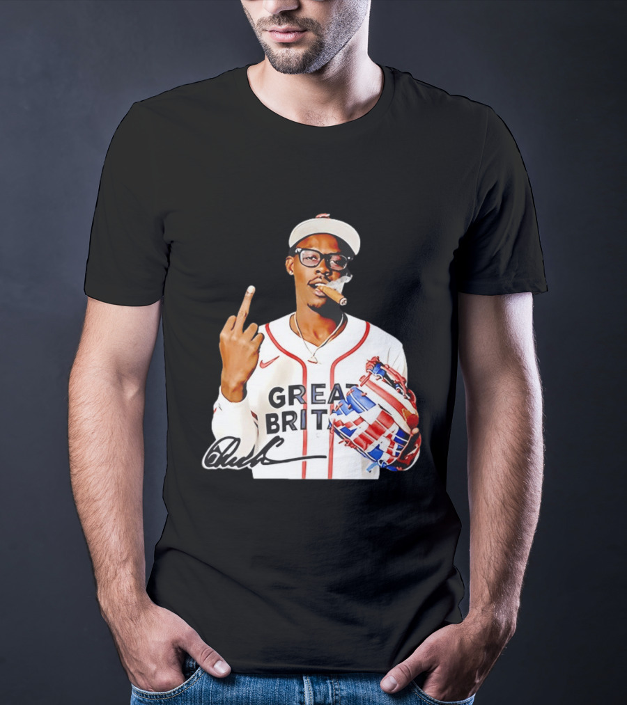 Jazz Chisholm Jr Great Britain Jersey Smoking Middle Finger Signature T-Shirt