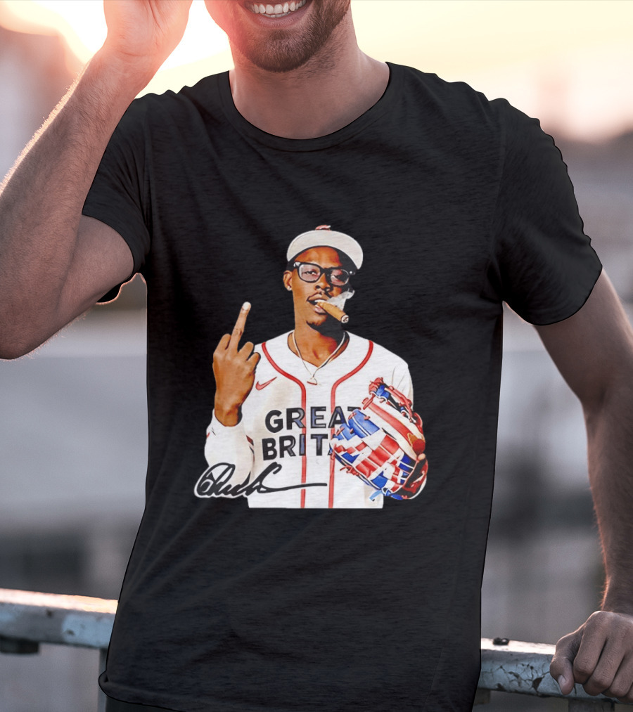 Jazz Chisholm Jr Great Britain Jersey Smoking Middle Finger Signature T-Shirt