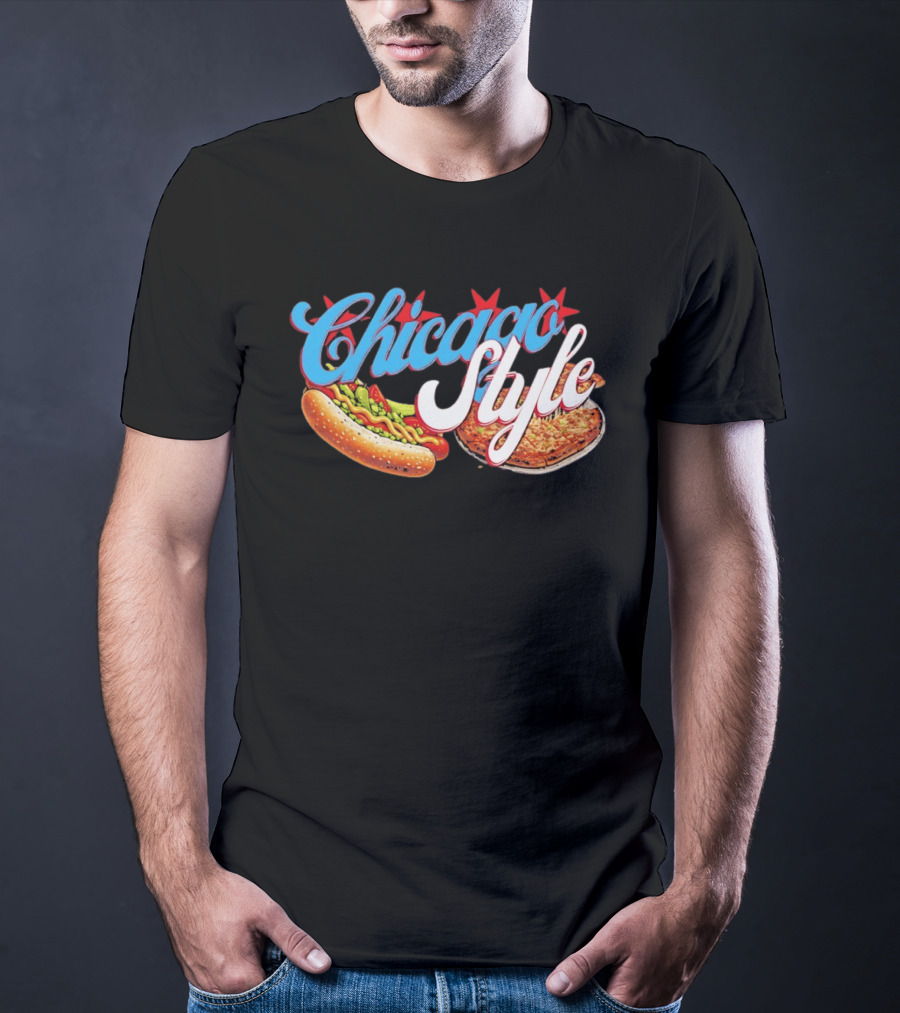 Chicago Style Hot Dog And Deep Dish Pizza T-Shirt