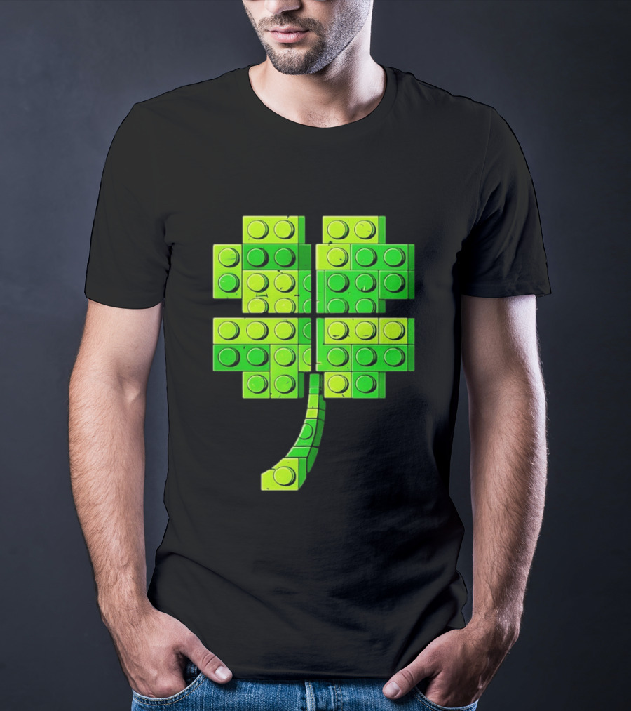 Shamrock Building Blocks Clover St Patrick's Day T-Shirt