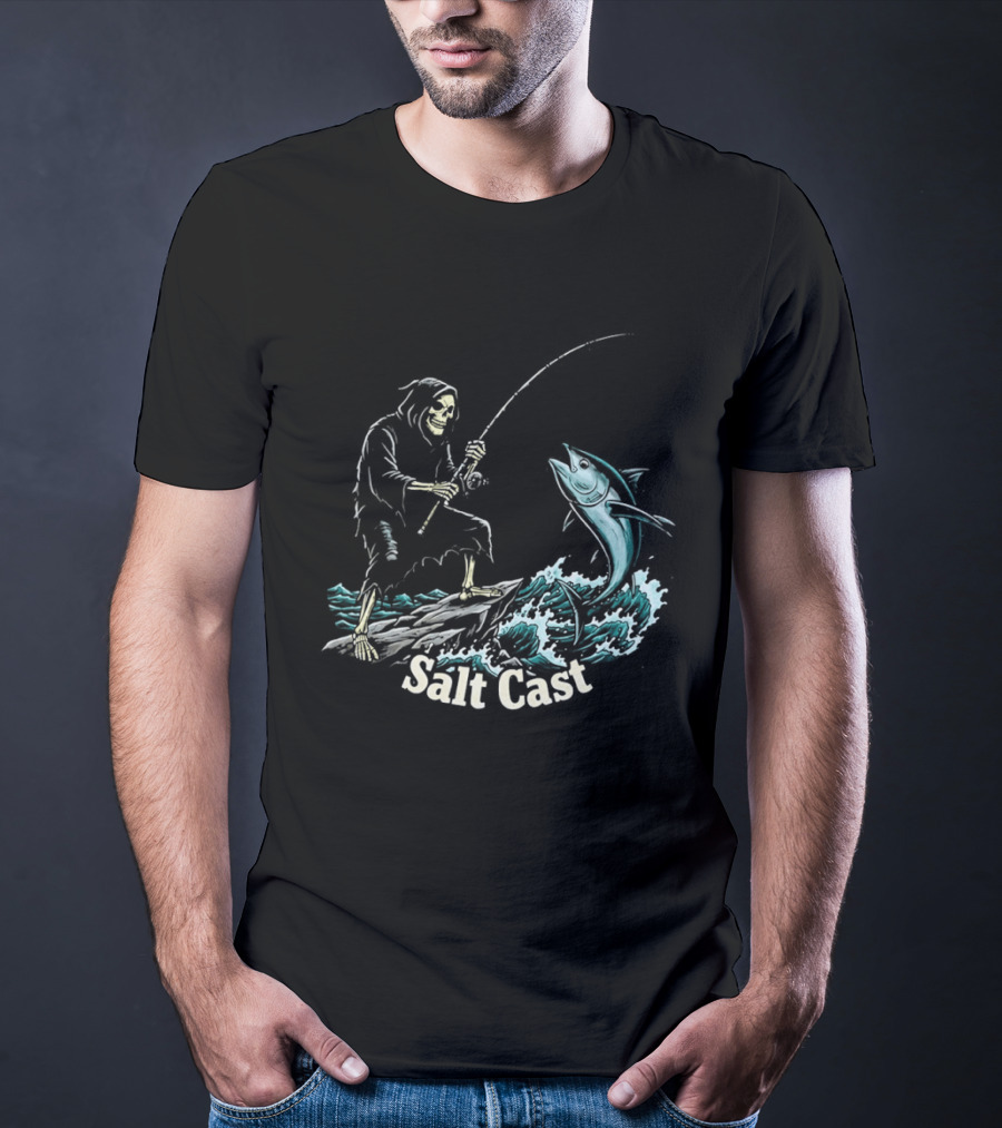 The Grim Reaper Fishing For Tuna On Sea Salt Cast T-Shirt