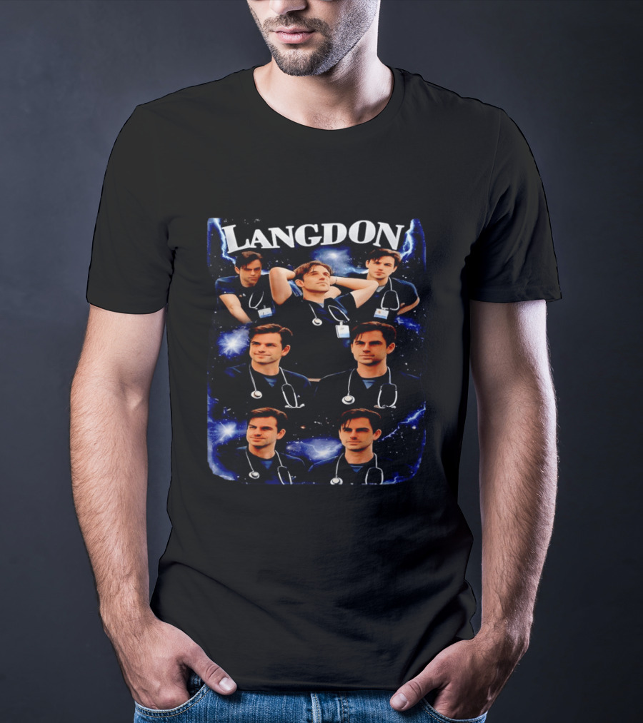 Langdon Medical Professional Blue Lightning Collage T-Shirt