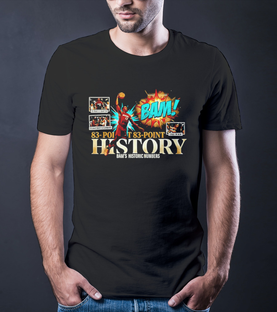 Miami Heat Bam Adebayo 83 Point History Bam's Historic Dunkers Comic T-Shirt