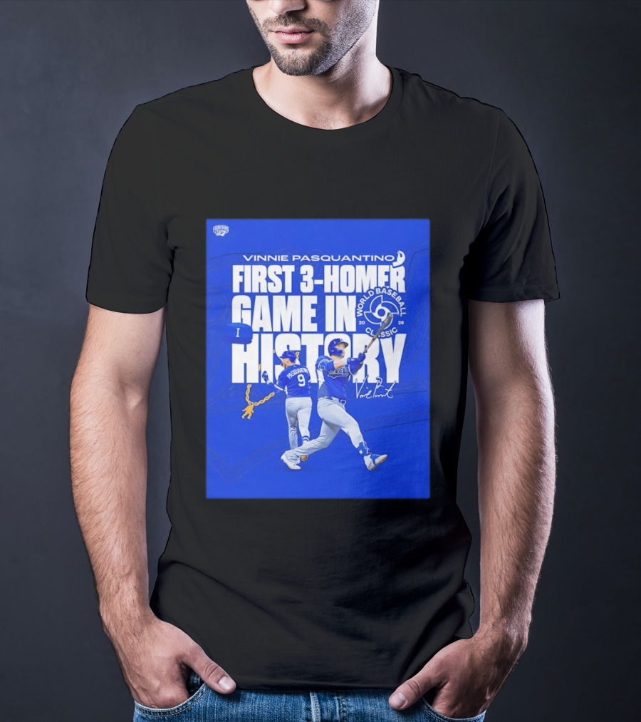 Vinnie Pasquantino First 3 Homer Game World Baseball Classic 2026 History T-Shirt
