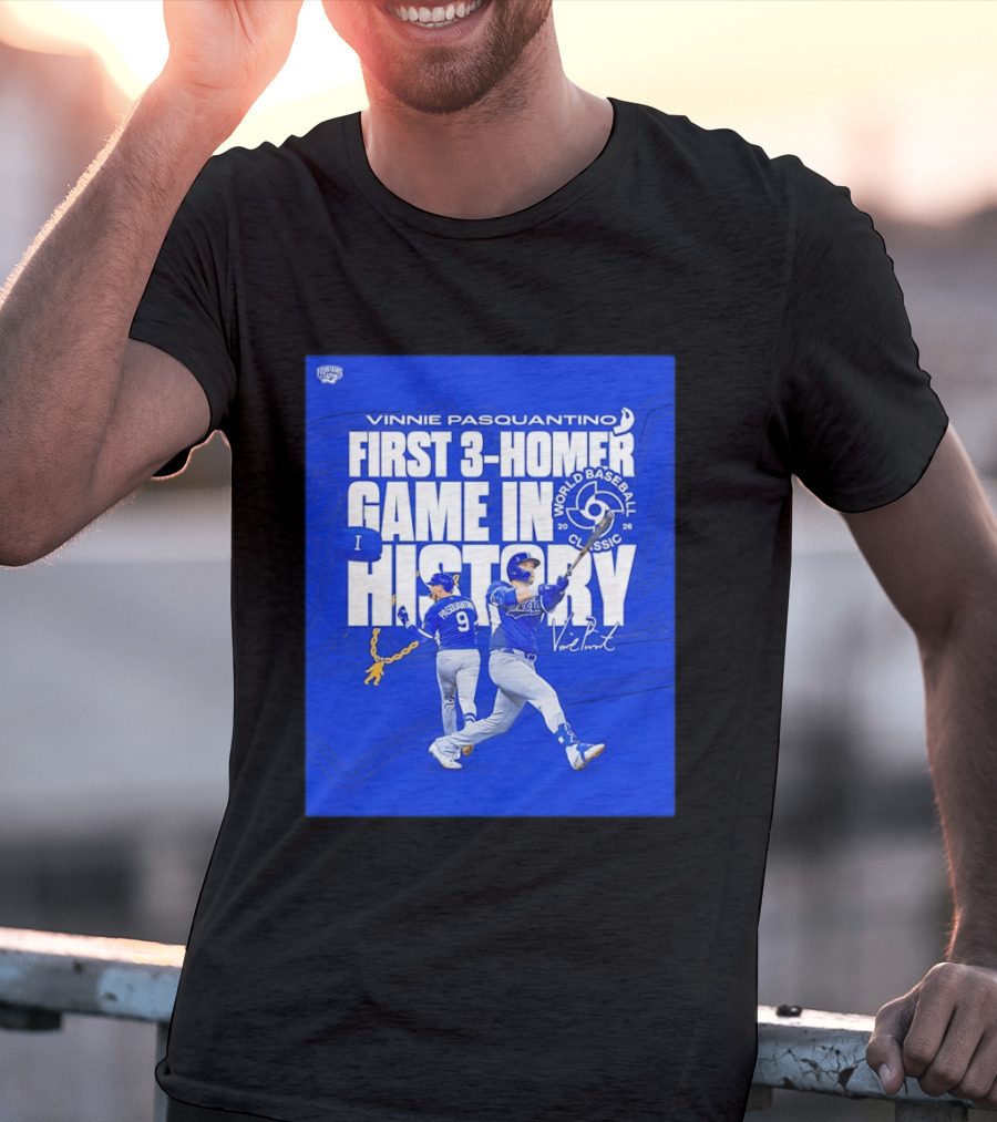 Vinnie Pasquantino First 3 Homer Game World Baseball Classic 2026 History T-Shirt