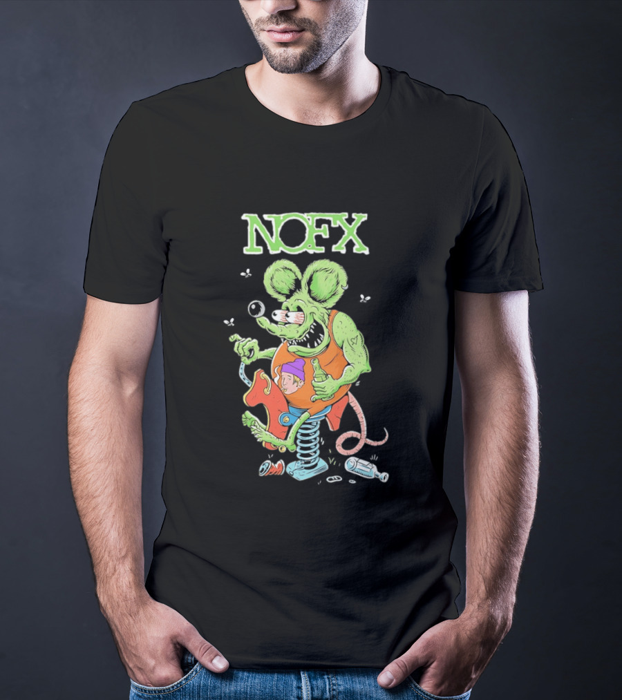 NOFX Wind Up Mouse Rat Fink Green Monster T-Shirt