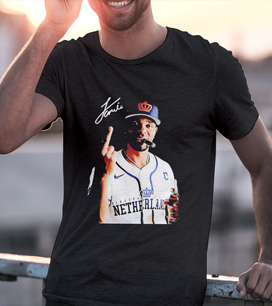 Xander Bogaerts Netherlands Baseball Smoking Gesture Middle Finger T-Shirt