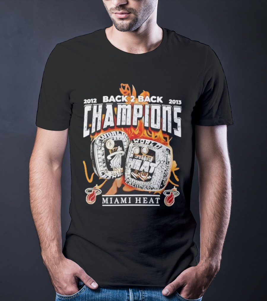 2012 2013 Back 2 Back Champions Miami Heat Rings T-Shirt