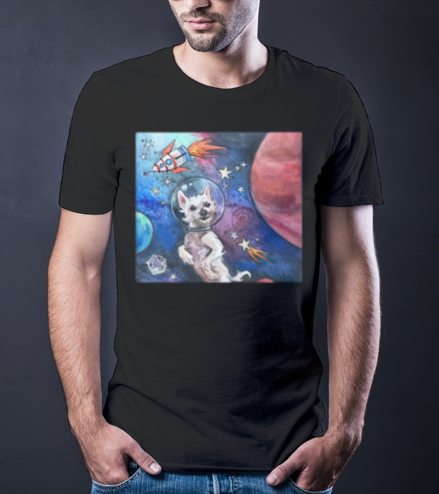 Bradford In Space Dog Astronaut Adventure With Rocket And Planets T-Shirt