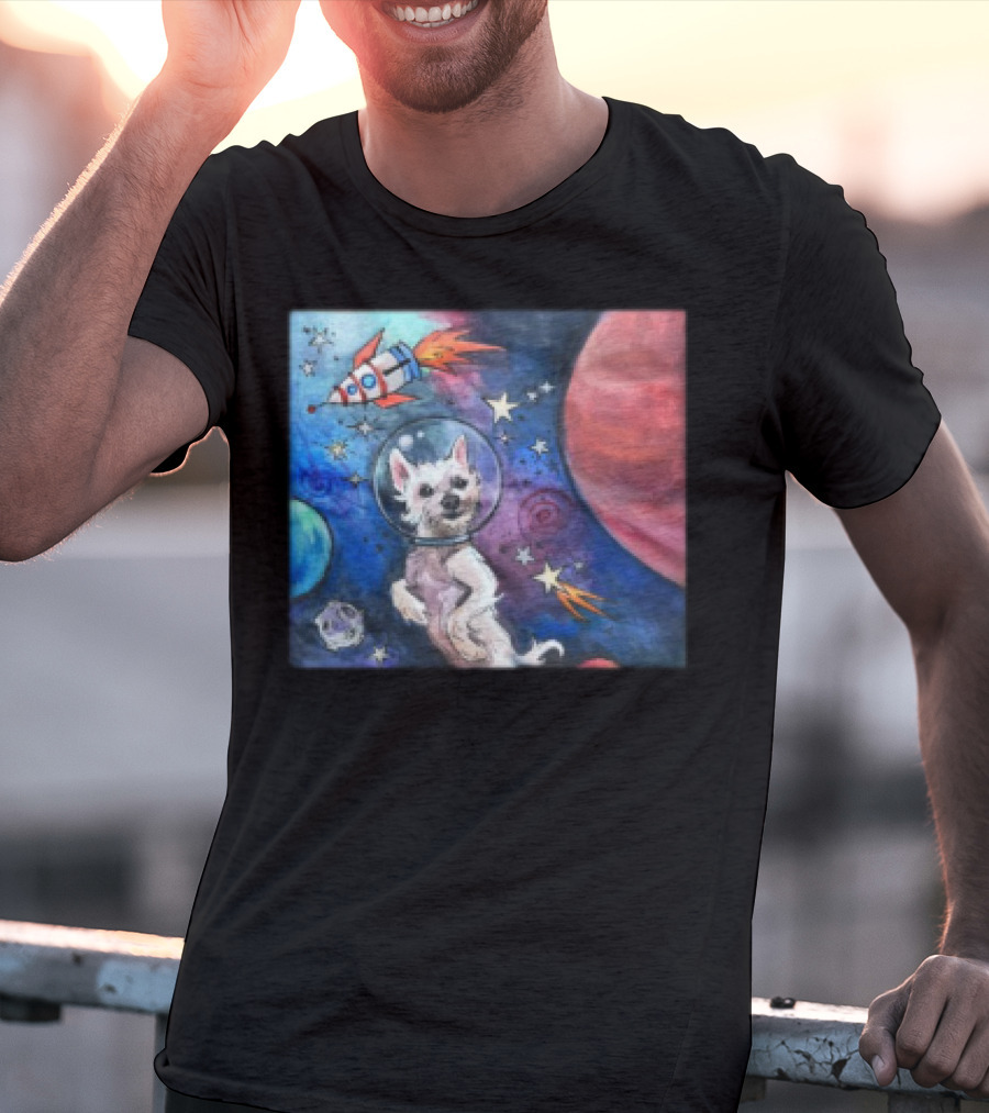 Bradford In Space Dog Astronaut Adventure With Rocket And Planets T-Shirt