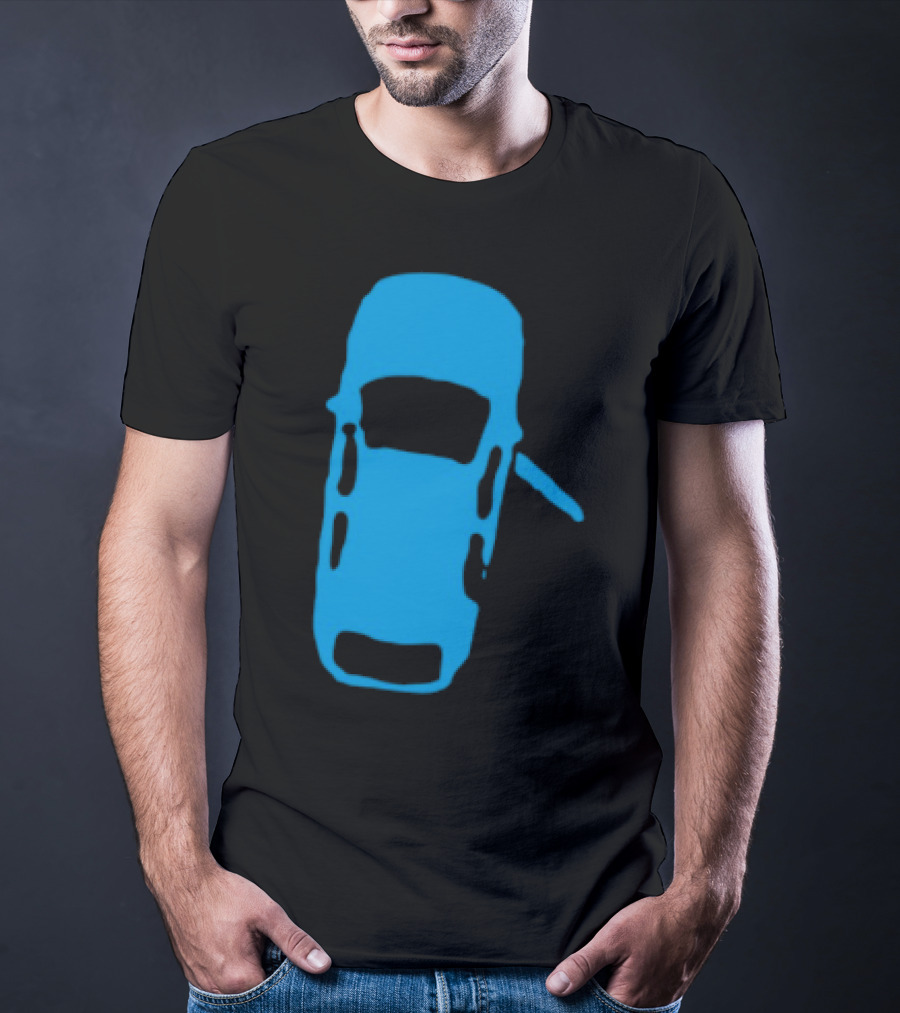 Door Ajar Blue Car Overhead Angle Vintage Style T-Shirt