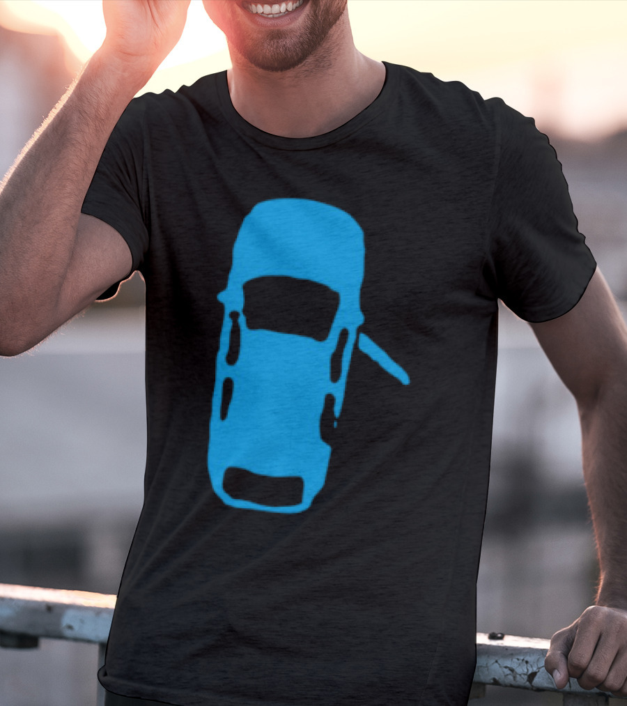 Door Ajar Blue Car Overhead Angle Vintage Style T-Shirt