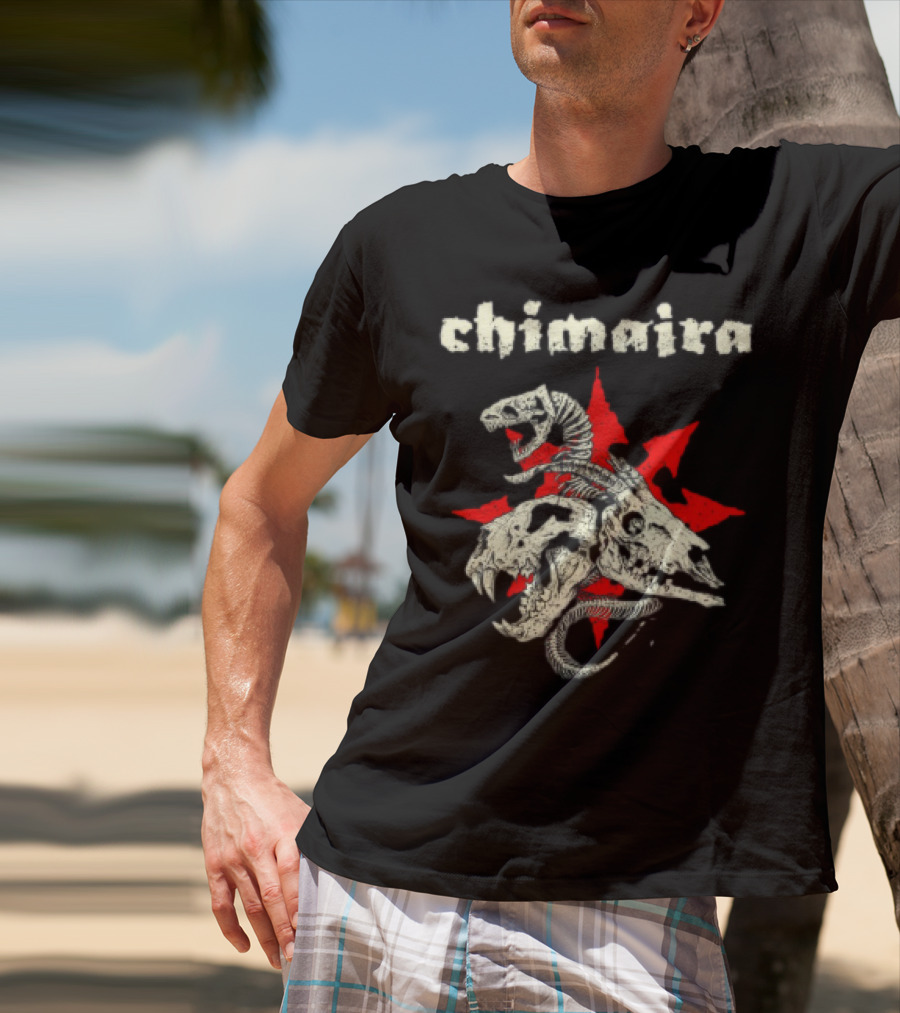 Chimaira Skull Chimairaband Red Star Three-Headed Creature T-Shirt
