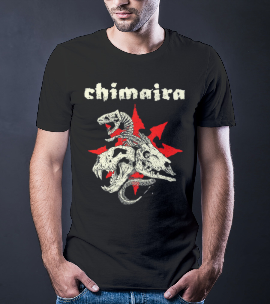 Chimaira Skull Chimairaband Red Star Three-Headed Creature T-Shirt