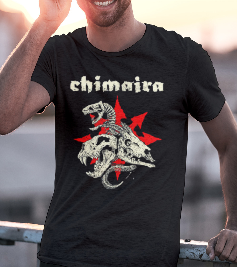 Chimaira Skull Chimairaband Red Star Three-Headed Creature T-Shirt