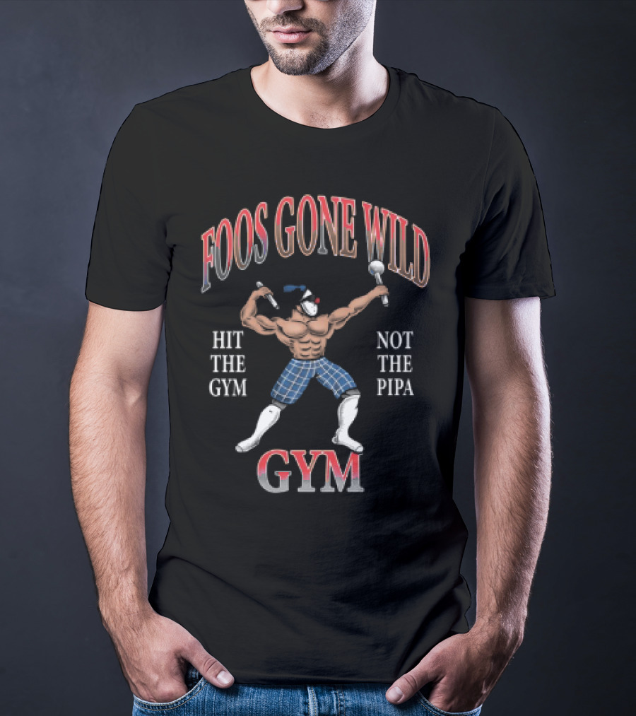 Foos Gone Wild Hit The Gym Not The Pipa Gym Bodybuilder Clown Motif T-Shirt