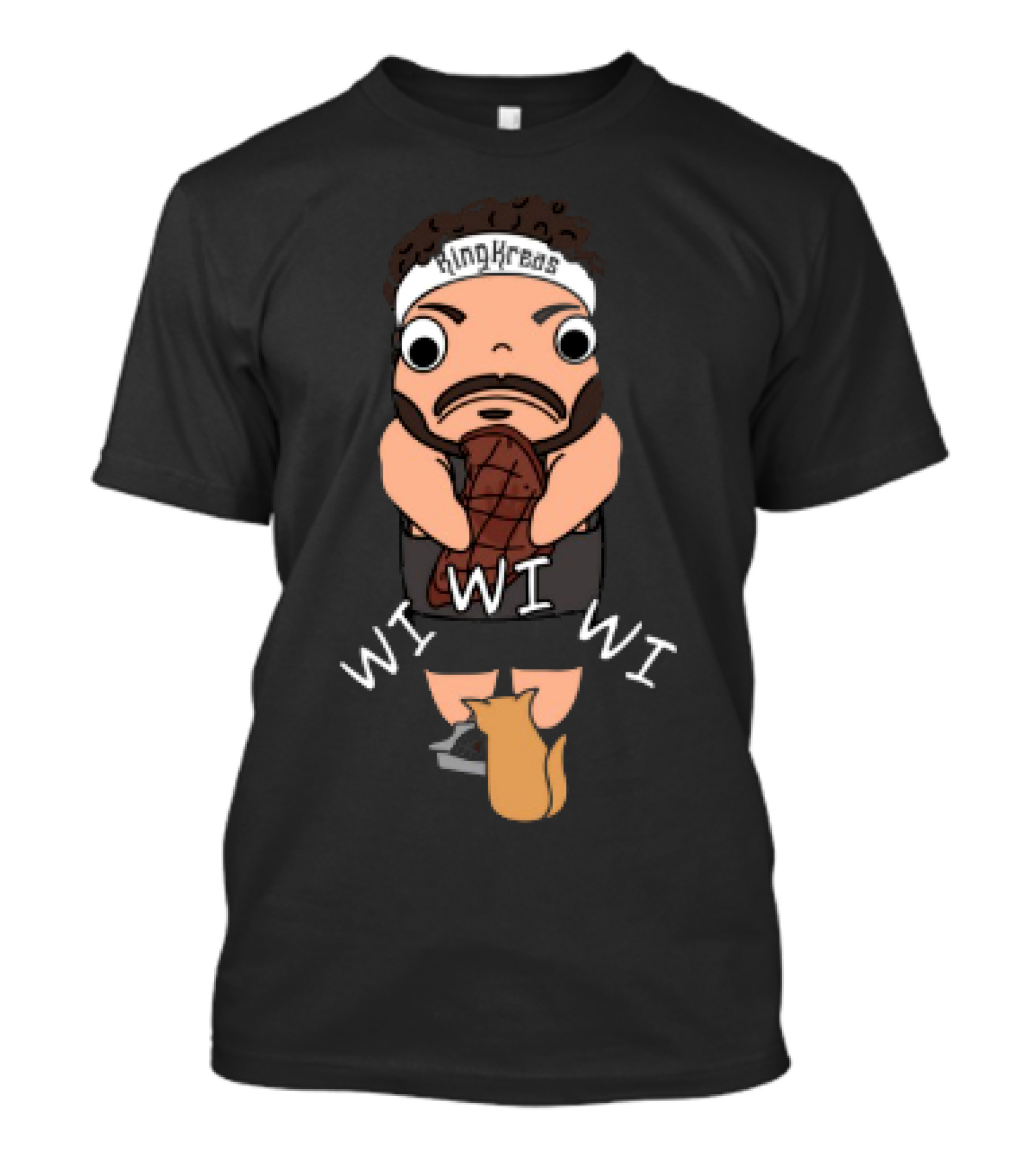 Gabrielaeros King Kreas Wi Wi Wi Funny Character With Cat T-Shirt