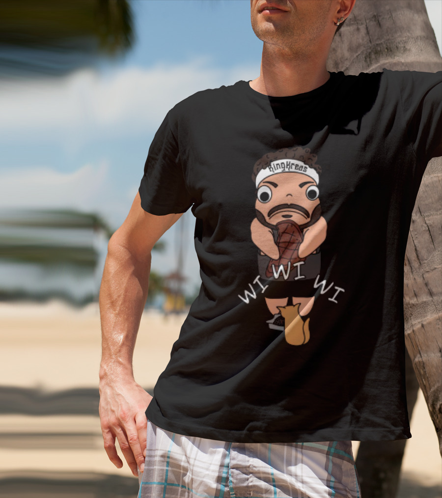 Gabrielaeros King Kreas Wi Wi Wi Funny Character With Cat T-Shirt
