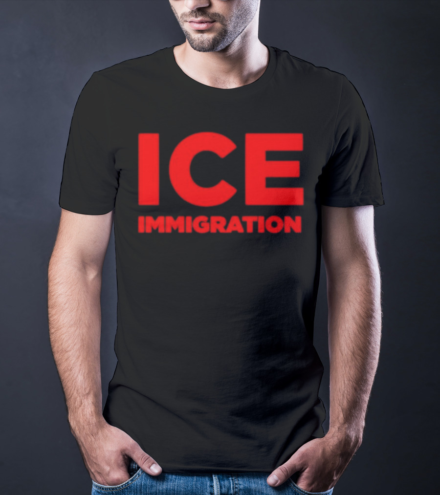 ICE Immigration Bold Red Block Lettering T-Shirt