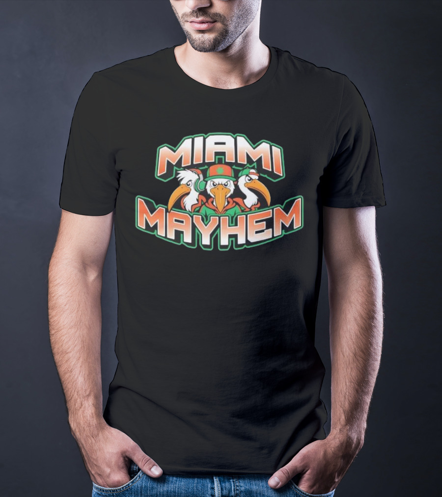 Miami Mayhem Bird Trio With Headphones And Attitude T-Shirt