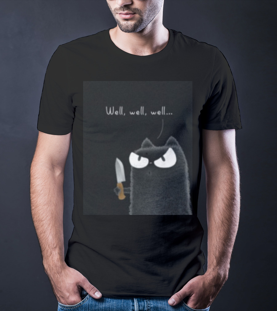 Well Well Well Black Cat With Knife Limited Purrinink T-Shirt