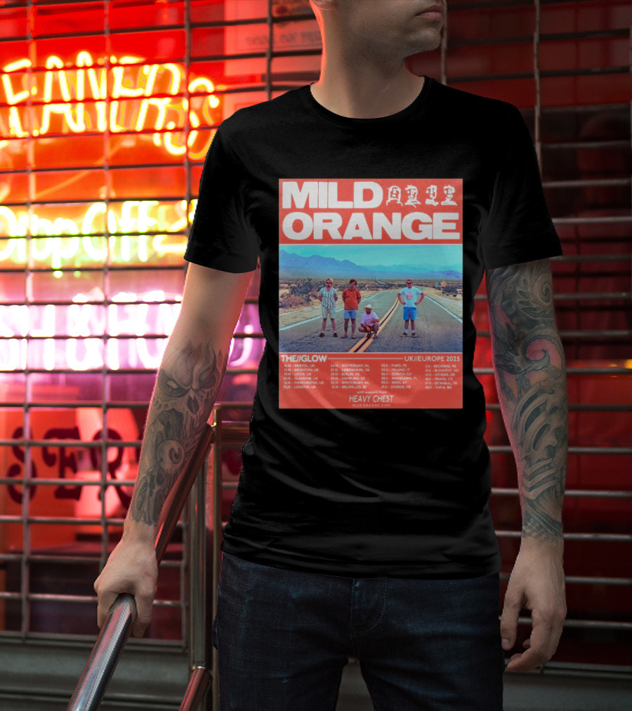 Mild Orange The Glow Tour UK Europe 2025 Dates Heavy Chest Support T-Shirt