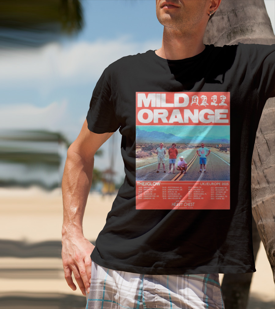 Mild Orange The Glow Tour UK Europe 2025 Dates Heavy Chest Support T-Shirt
