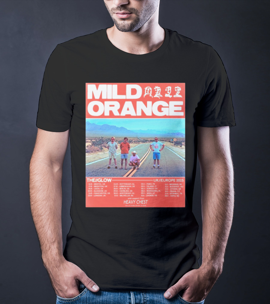 Mild Orange The Glow Tour UK Europe 2025 Dates Heavy Chest Support T-Shirt