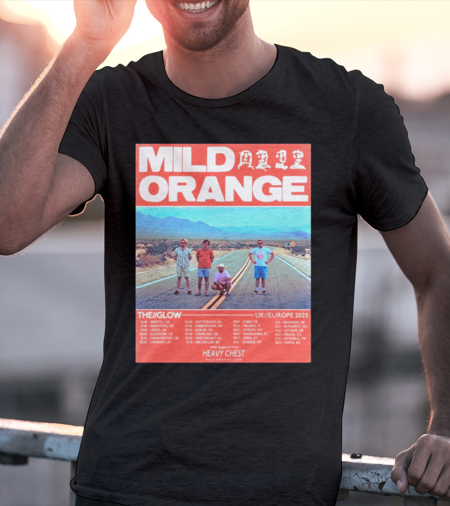 Mild Orange The Glow Tour UK Europe 2025 Dates Heavy Chest Support T-Shirt