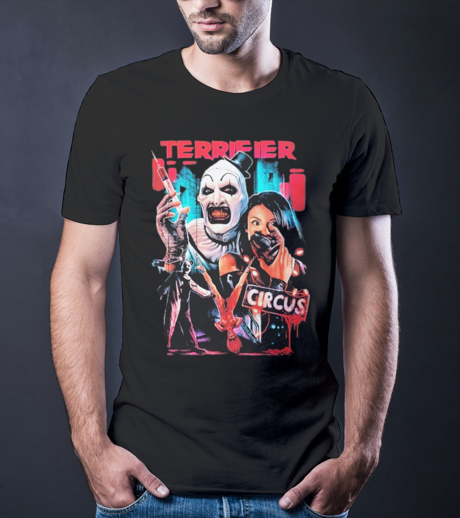 Terrifier Circus Horror Clown Costume And Horror Movie Imagery T-Shirt
