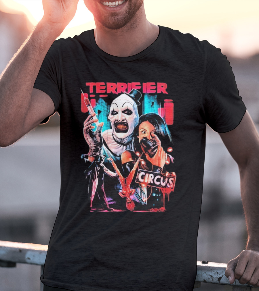 Terrifier Circus Horror Clown Costume And Horror Movie Imagery T-Shirt