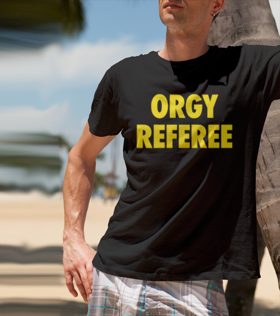 Orgy Referee Black Bold Yellow Text T-Shirt