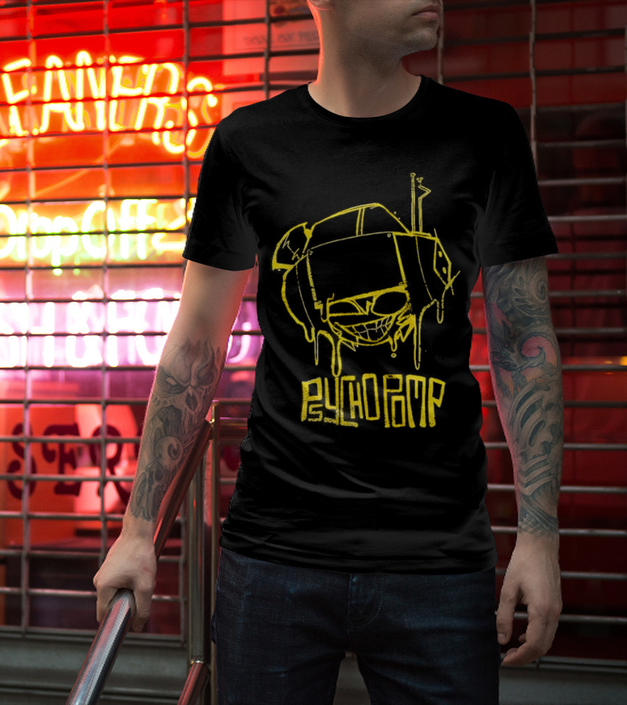 Psychedelic Psychopomp Melting Skeleton Face With Dripping Yellow Outline T-Shirt