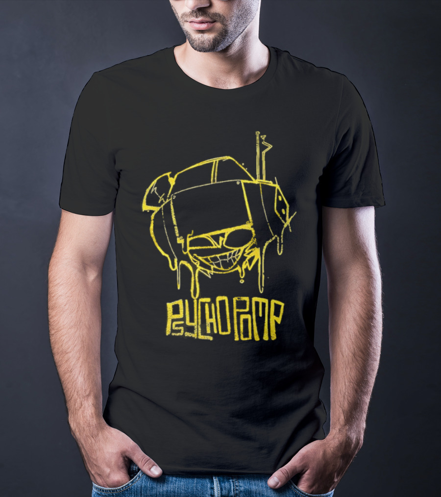 Psychedelic Psychopomp Melting Skeleton Face With Dripping Yellow Outline T-Shirt