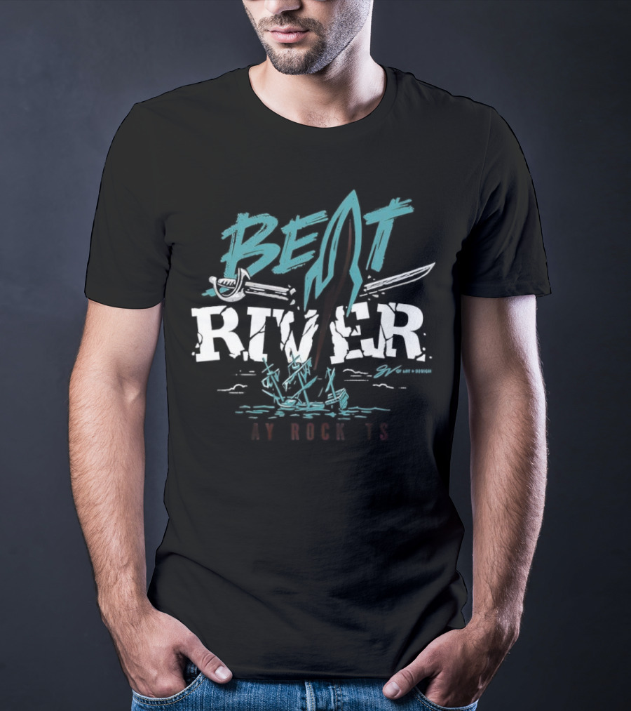 Beat River Bay Rockets Retro Rocket Logo Colorful Text T-Shirt