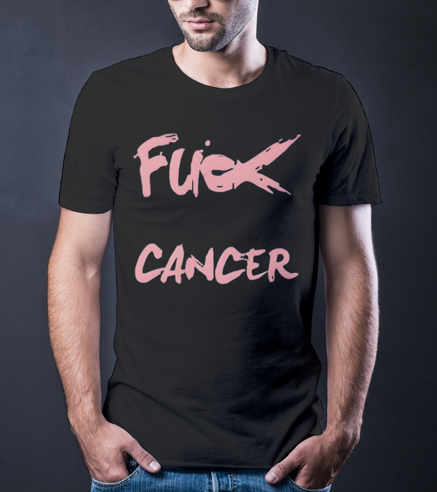 Daren Bates Fuck Cancer Pink Bold Statement T-Shirt