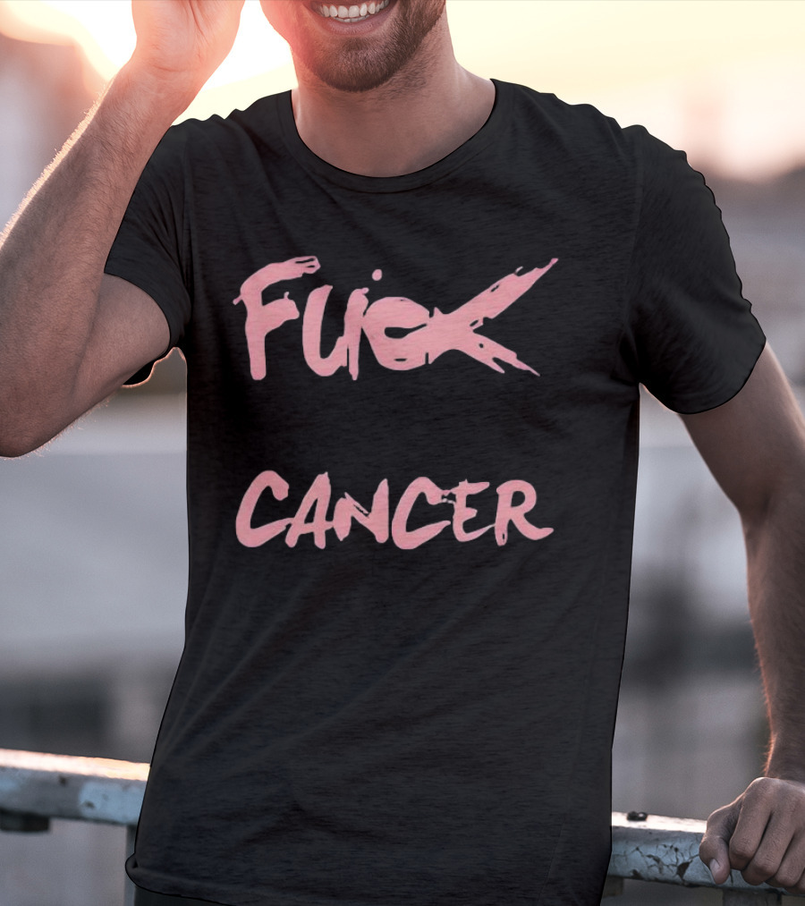 Daren Bates Fuck Cancer Pink Bold Statement T-Shirt