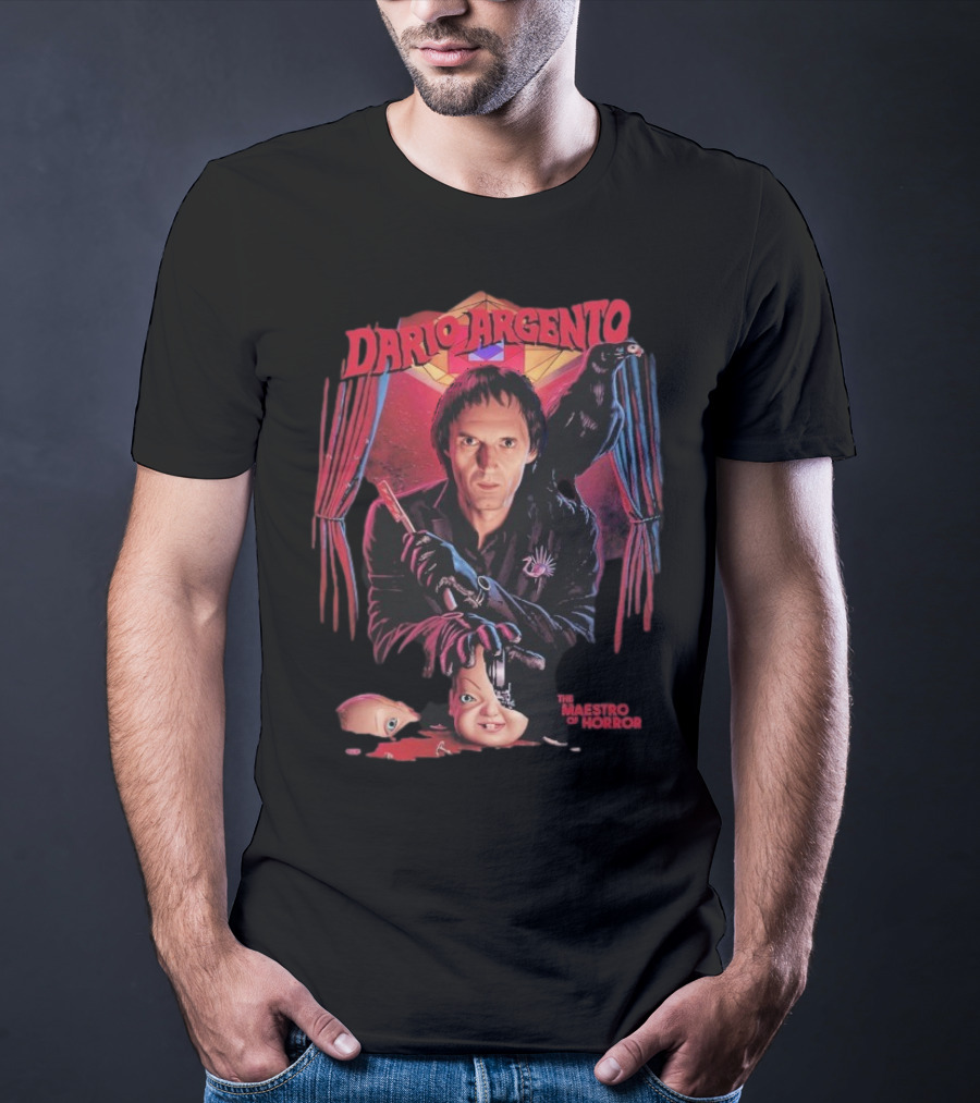 Dario Argento The Maestro Of Horror With Dark Raven And Creepy Doll Head T-Shirt