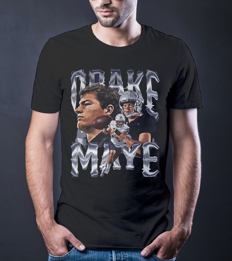Drake Maye Football Player Vintage Bling Style T-Shirt