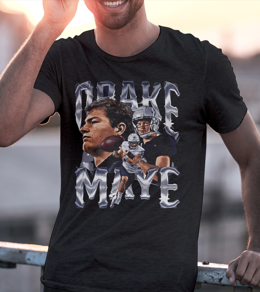 Drake Maye Football Player Vintage Bling Style T-Shirt