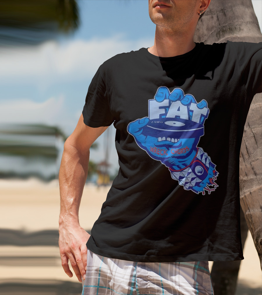 Fat Wreck Chords Blue Zombie Hand Record Design T-Shirt