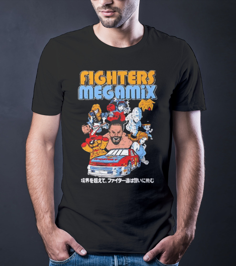 Fighters Megamix 1996 Video Game Classic Characters And Car Japan Edition T-Shirt