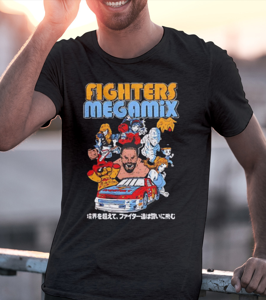 Fighters Megamix 1996 Video Game Classic Characters And Car Japan Edition T-Shirt